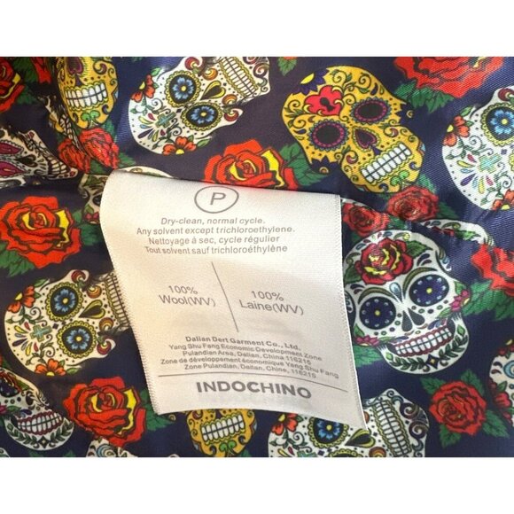 NWT Indochino Sugar Skull Navy Blue Wool Vest With Unique Lining, 100% wool - Picture 5 of 8